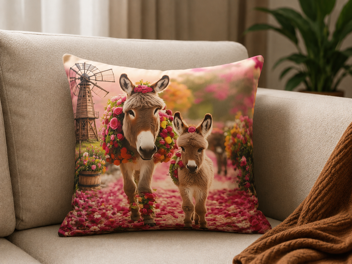 Cushion — Mother & Foal Blossom Walk