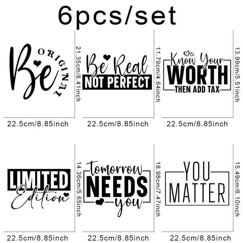 Motivational Slogans DTF Heat Transfer (6 Pack)