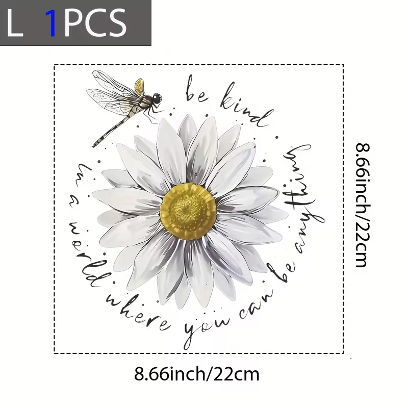 Be Kind Daisy & Dragonfly DTF Heat Transfer