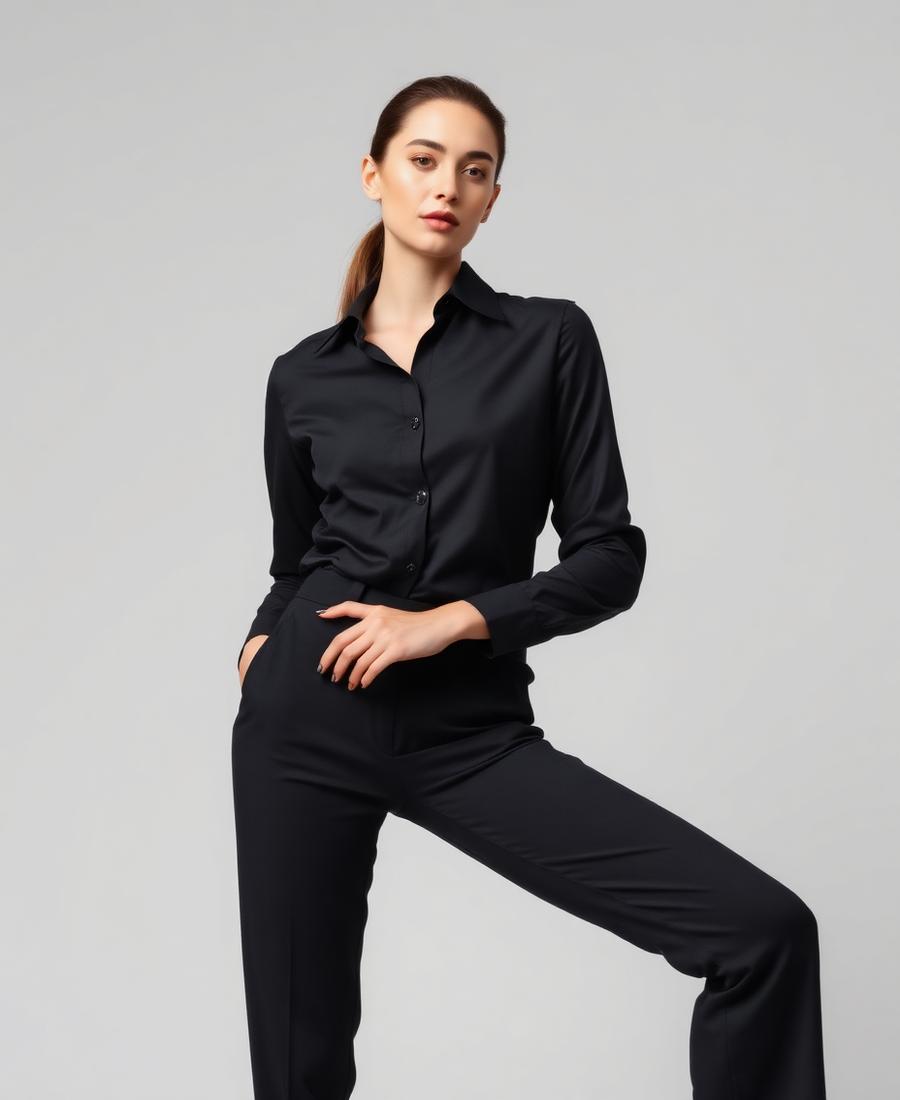 Ladies Long Sleeve Portsmouth Shirt - Black