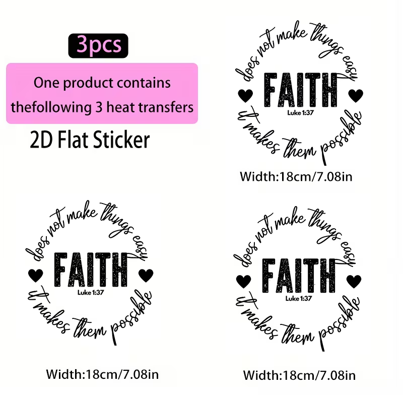 FAITH Luke 1:37 DTF Heat Transfer (3 Pack)