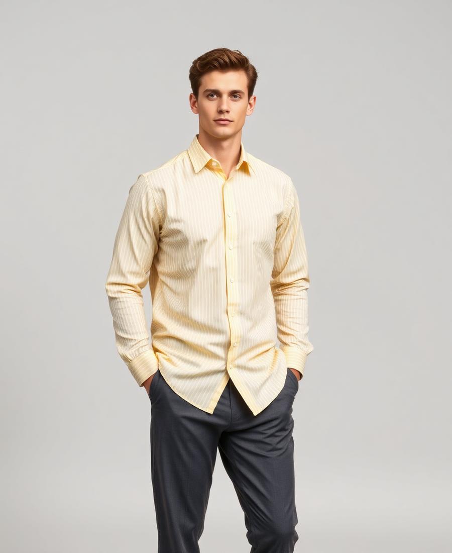 Mens Long Sleeve Drew Shirt - Yellow