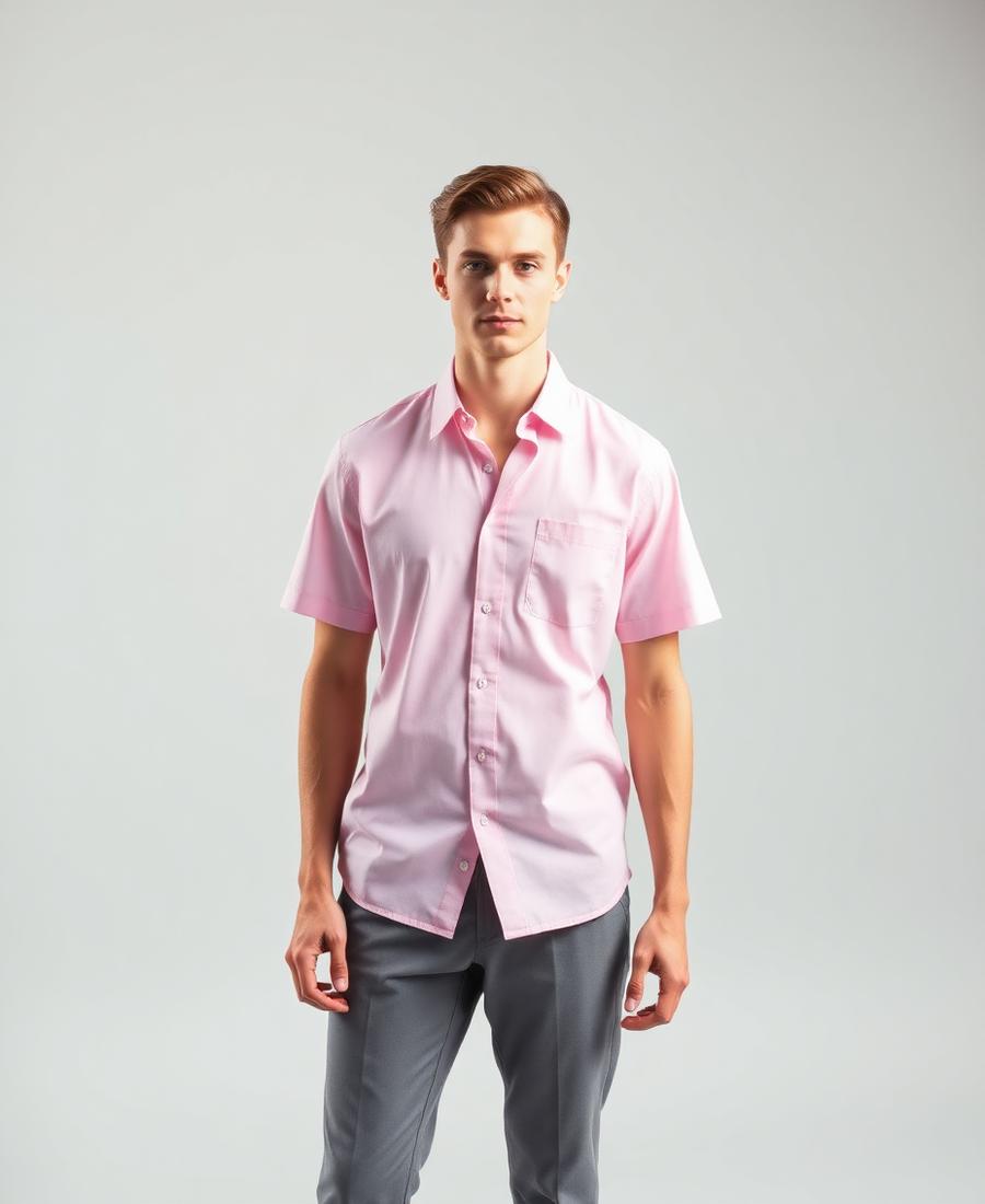 Mens Short Sleeve Washington Shirt - Pink