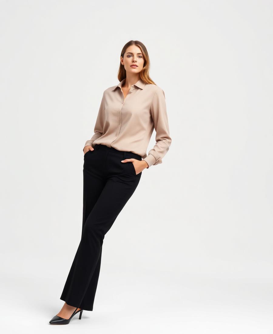 Ladies Long Sleeve Lisbon Shirt - Stone
