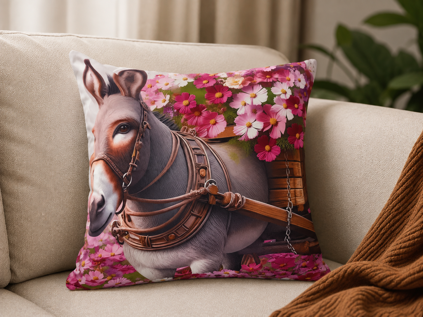Cushion — Donkey Cart in Cosmos