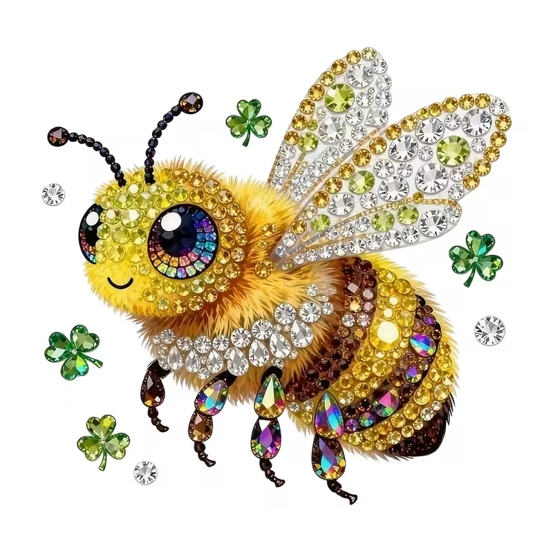 Rhinestone Bee & Clover DTF Heat Transfer