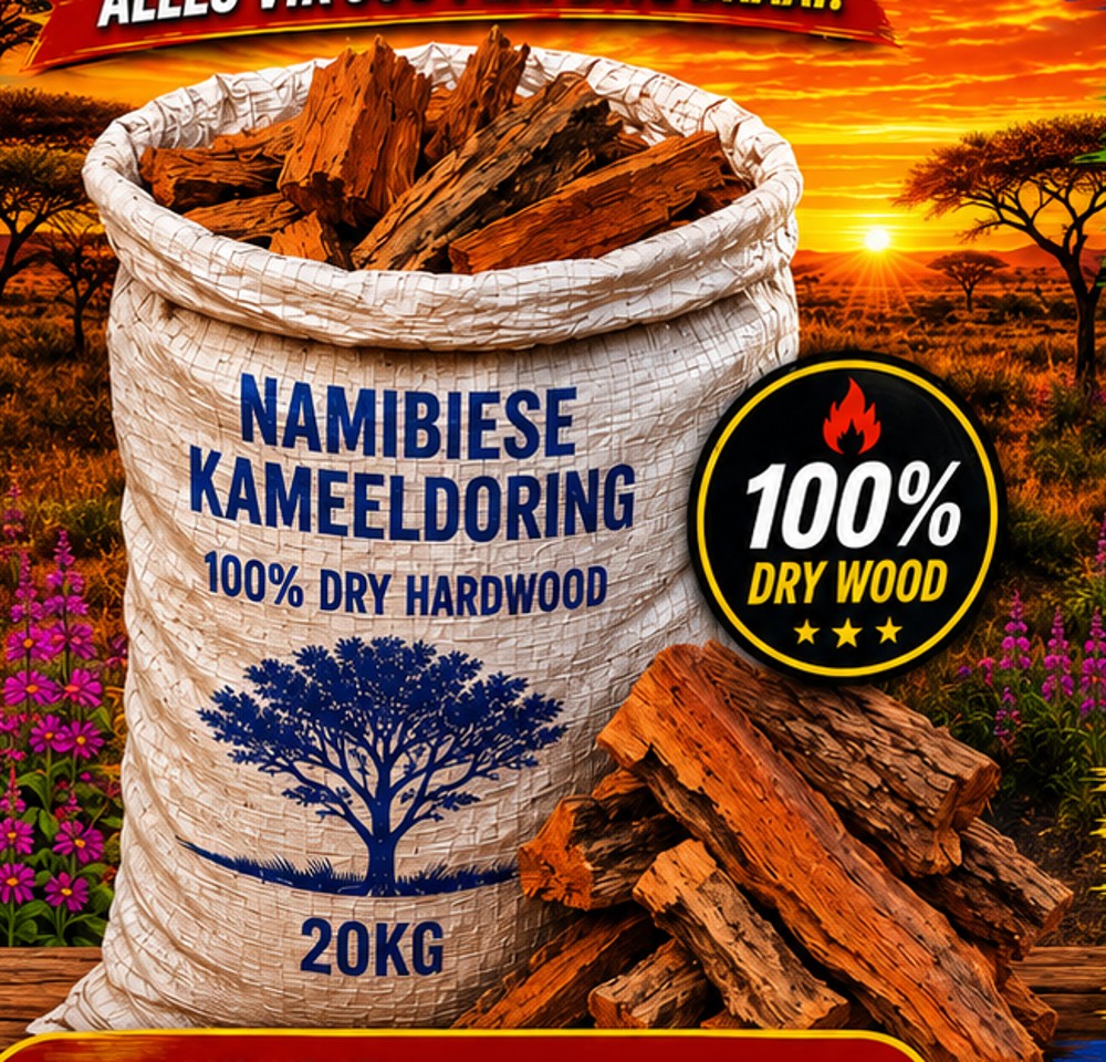 Namibiese Kameeldoring Braai Hout — 10 x 20kg Bags Delivered