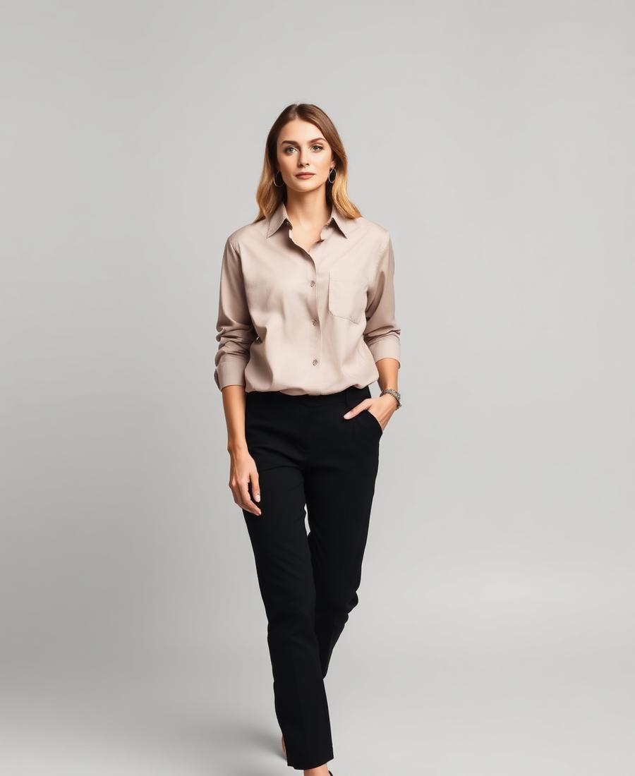 Ladies 3/4 Sleeve Sally Casual Shirt - Stone