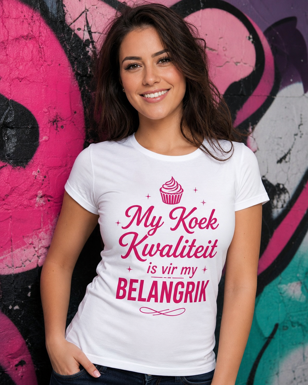 My Koek Kwaliteit is vir my BELANGRIK Tee — Ladies view 2