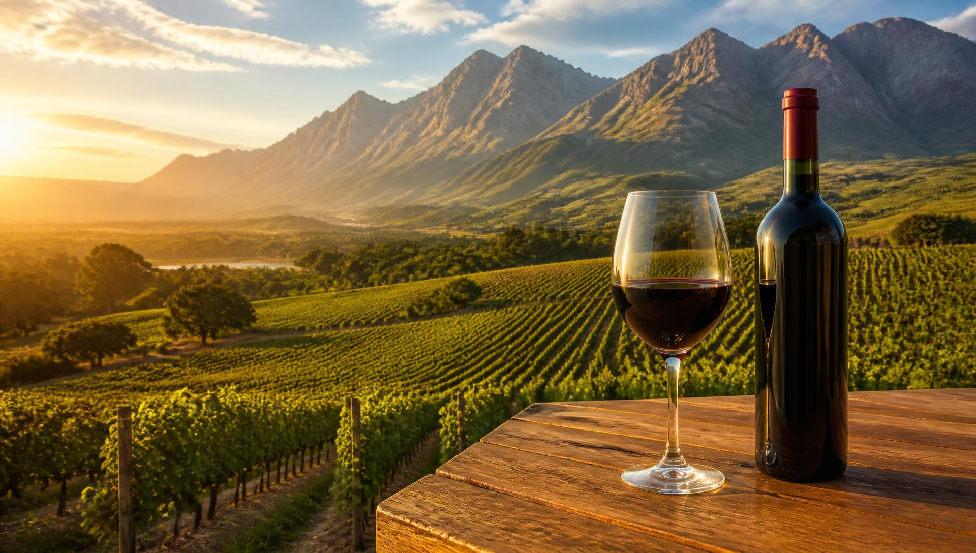 Cape Winelands vineyard at golden hour