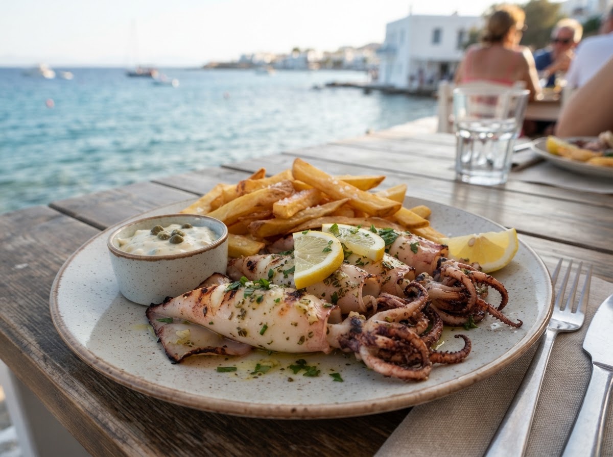 Grilled Calamari & Chips