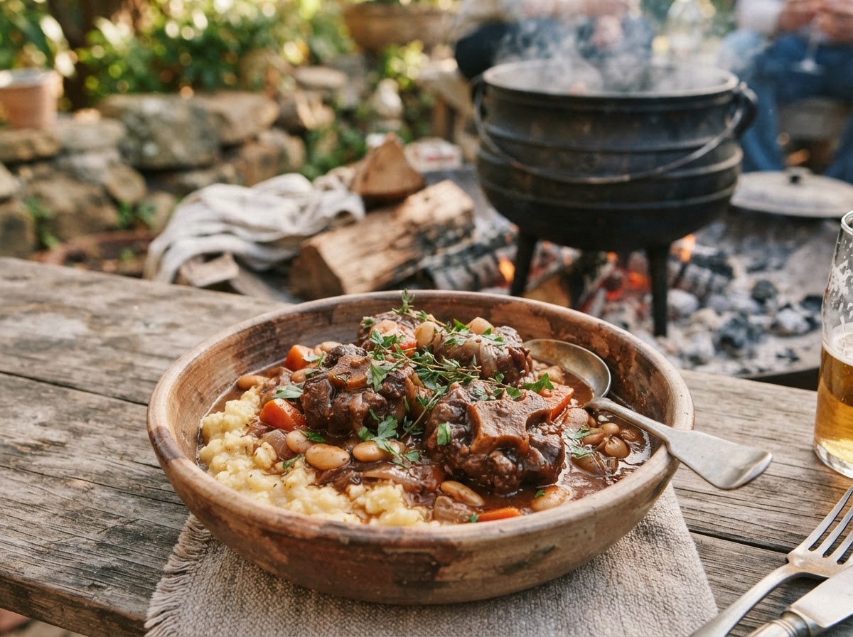 Oxtail Potjie with Samp